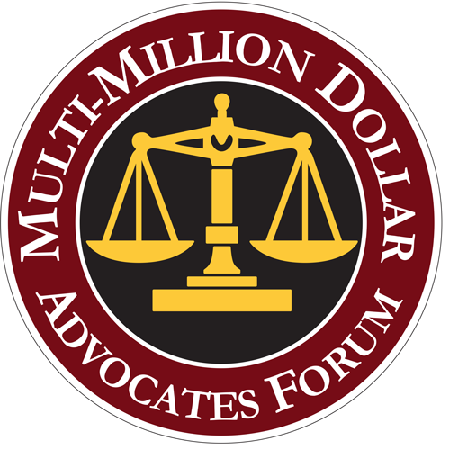 Logo of the Multi-Million Dollar Advocates Forum featuring the scales of justice
