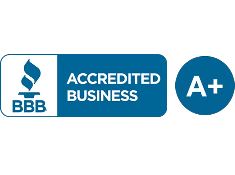 Better Business Bureau Accredited Business logo with an A+ rating badge logo